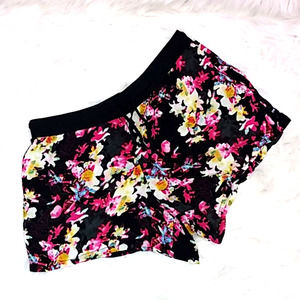 Shosho Black and Floral flowy shorts